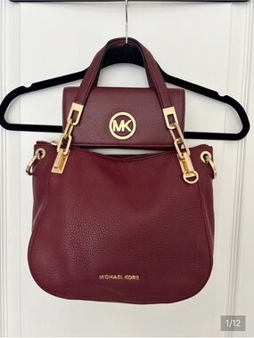 👜 MICHAEL KORS Brooke Medium Pebbled Leather Shoulder Tote Bag W/Matching Wallet